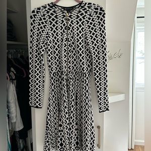 Black and White dress with gold zipper